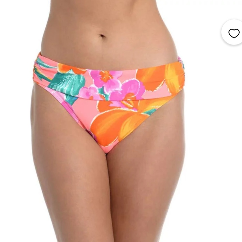 La Blanca Womens Isla Shirred Hipster Bikini Bottoms